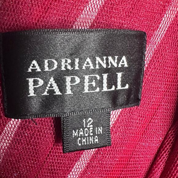 Adrianna Papell Layered Tiered Shutter Pleats Cap Sleeve Sheath Dress Size 12 - Picture 5 of 6